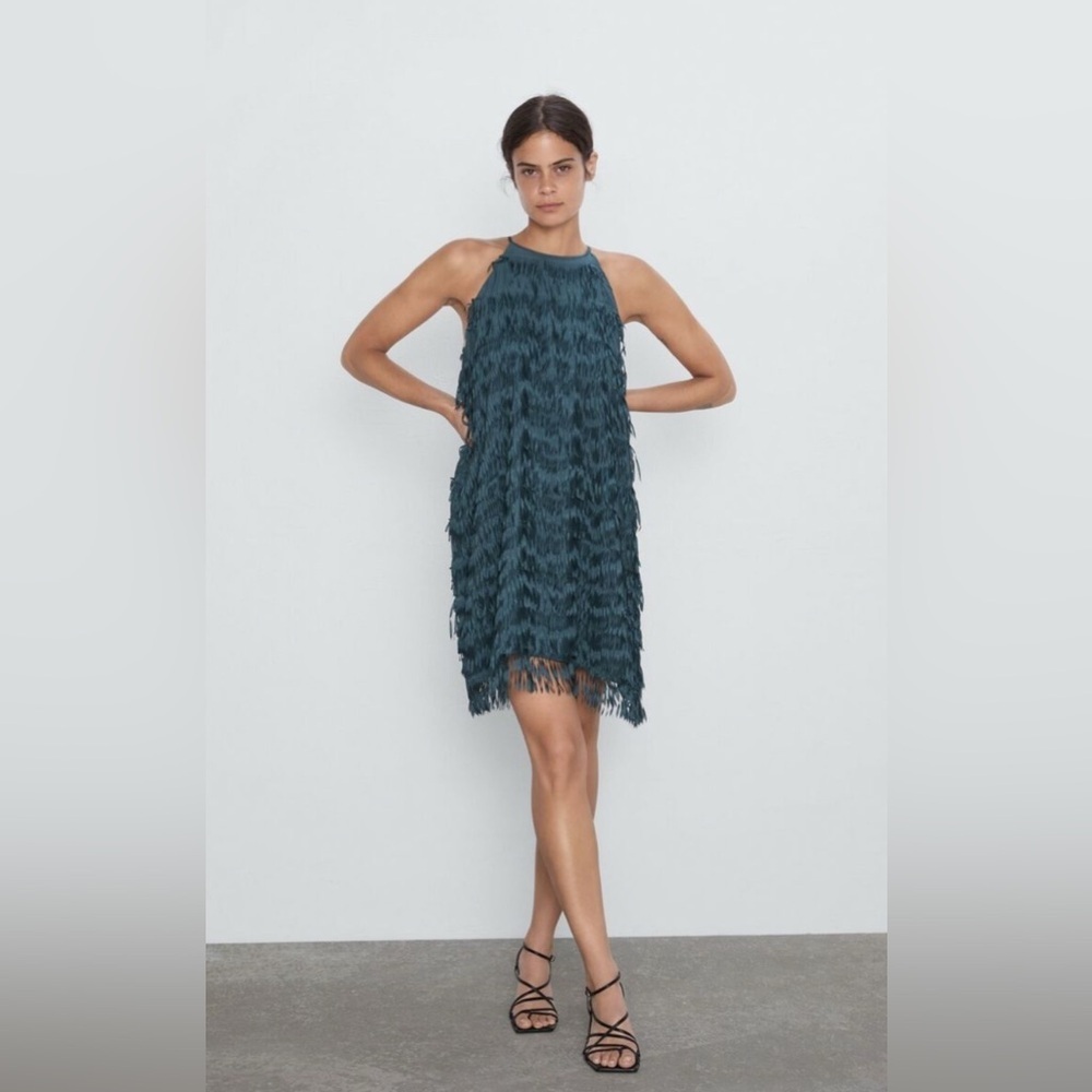 Zara Teal Halter Dress